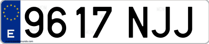 Ejemplo de matrícula de coche ordinaria 9617 NJJ