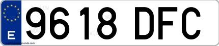 Ejemplo de matrícula española 9618 DFC