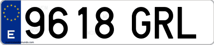 Ejemplo de matrícula de coche ordinaria 9618 GRL