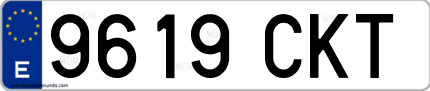 Ejemplo de matrícula de coche ordinaria 9619 CKT