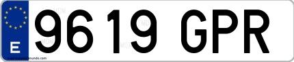 Ejemplo de matrícula española 9619 GPR