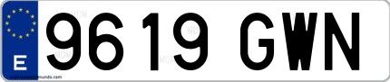 Ejemplo de matrícula española 9619 GWN
