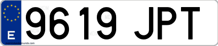 Ejemplo de matrícula de coche ordinaria 9619 JPT