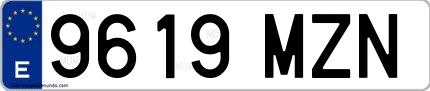Ejemplo de matrícula española 9619 MZN