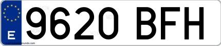 Ejemplo de matrícula española 9620 BFH