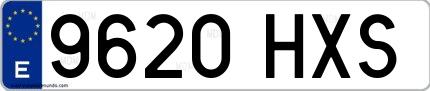 Ejemplo de matrícula española 9620 HXS