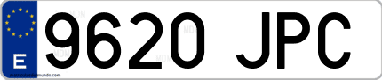 Ejemplo de matrícula de coche ordinaria 9620 JPC