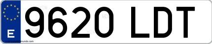 Ejemplo de matrícula española 9620 LDT