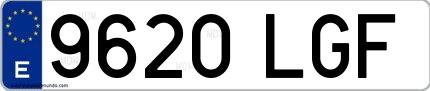 Ejemplo de matrícula española 9620 LGF