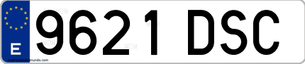 Ejemplo de matrícula de coche ordinaria 9621 DSC