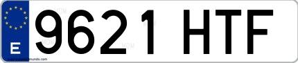Ejemplo de matrícula española 9621 HTF