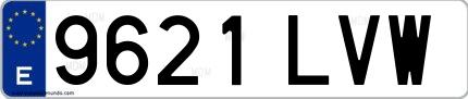 Ejemplo de matrícula española 9621 LVW