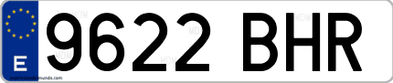 Ejemplo de matrícula de coche ordinaria 9622 BHR