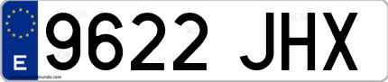 Ejemplo de matrícula de coche ordinaria 9622 JHX