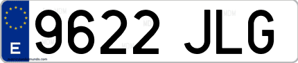 Ejemplo de matrícula de coche ordinaria 9622 JLG