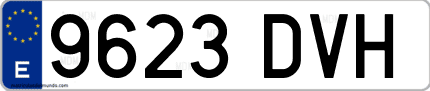 Ejemplo de matrícula de coche ordinaria 9623 DVH