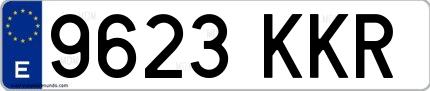 Ejemplo de matrícula española 9623 KKR