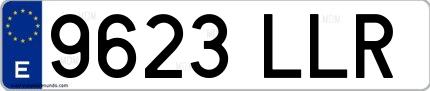 Ejemplo de matrícula española 9623 LLR