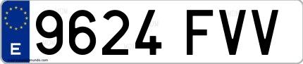 Ejemplo de matrícula de coche ordinaria 9624 FVV