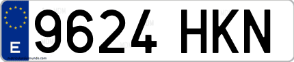 Ejemplo de matrícula de coche ordinaria 9624 HKN