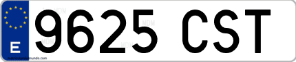 Ejemplo de matrícula de coche ordinaria 9625 CST