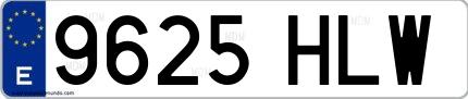 Ejemplo de matrícula española 9625 HLW