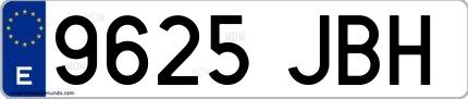 Ejemplo de matrícula española 9625 JBH