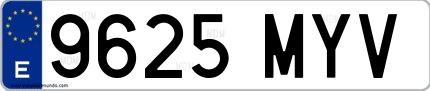 Ejemplo de matrícula española 9625 MYV