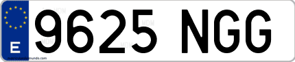 Ejemplo de matrícula de coche ordinaria 9625 NGG