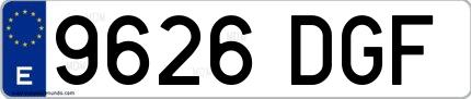 Ejemplo de matrícula española 9626 DGF