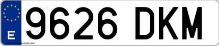 Ejemplo de matrícula de coche ordinaria 9626 DKM