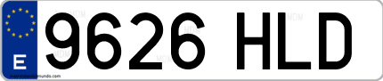Ejemplo de matrícula de coche ordinaria 9626 HLD