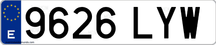Ejemplo de matrícula de coche ordinaria 9626 LYW