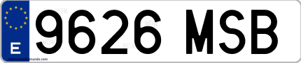 Ejemplo de matrícula de coche ordinaria 9626 MSB