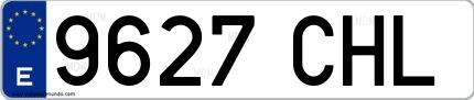Ejemplo de matrícula española 9627 CHL