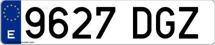 Ejemplo de matrícula española 9627 DGZ