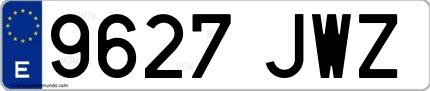 Ejemplo de matrícula española 9627 JWZ
