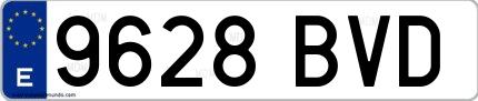 Ejemplo de matrícula de coche ordinaria 9628 BVD