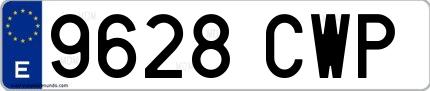 Ejemplo de matrícula española 9628 CWP