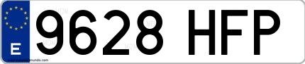 Ejemplo de matrícula española 9628 HFP