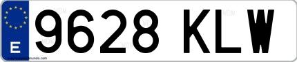 Ejemplo de matrícula española 9628 KLW