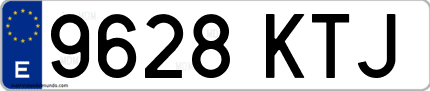 Ejemplo de matrícula de coche ordinaria 9628 KTJ