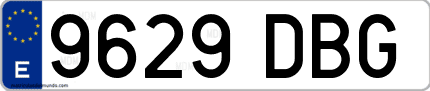 Ejemplo de matrícula de coche ordinaria 9629 DBG