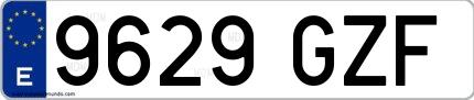 Ejemplo de matrícula española 9629 GZF