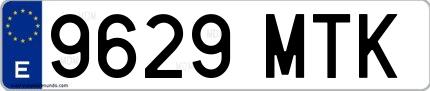 Ejemplo de matrícula española 9629 MTK