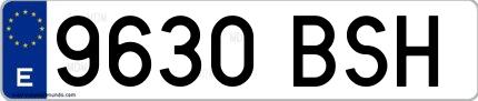 Ejemplo de matrícula española 9630 BSH