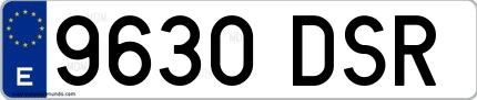Ejemplo de matrícula española 9630 DSR