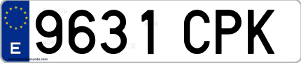Ejemplo de matrícula de coche ordinaria 9631 CPK