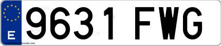 Ejemplo de matrícula de coche ordinaria 9631 FWG