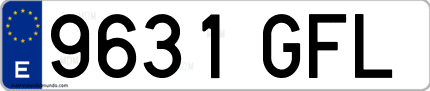 Ejemplo de matrícula de coche ordinaria 9631 GFL